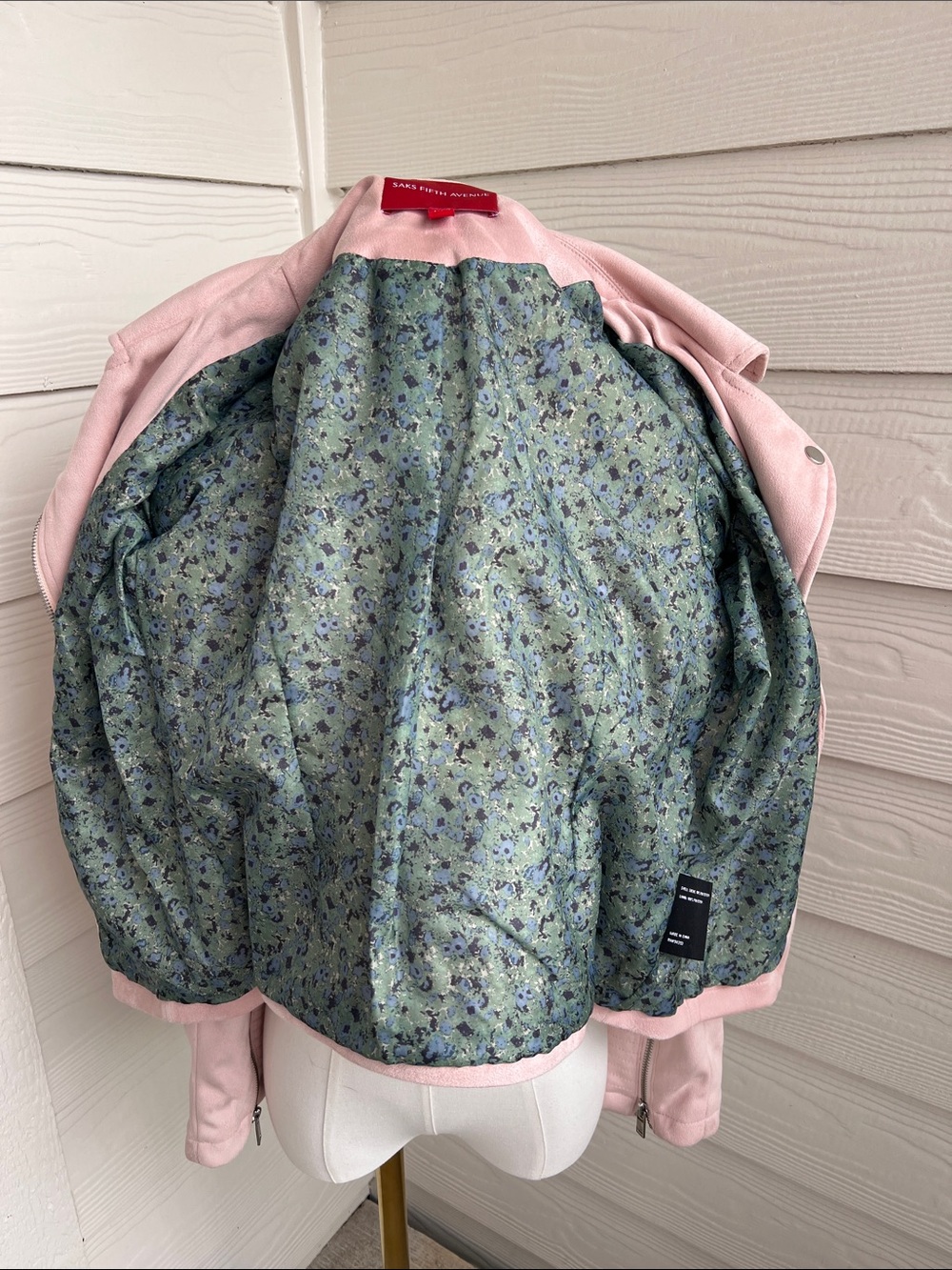 Saks Fifth Avenue Blush Pink Suede Moto Jacket - Medium - Picture 13 of 16